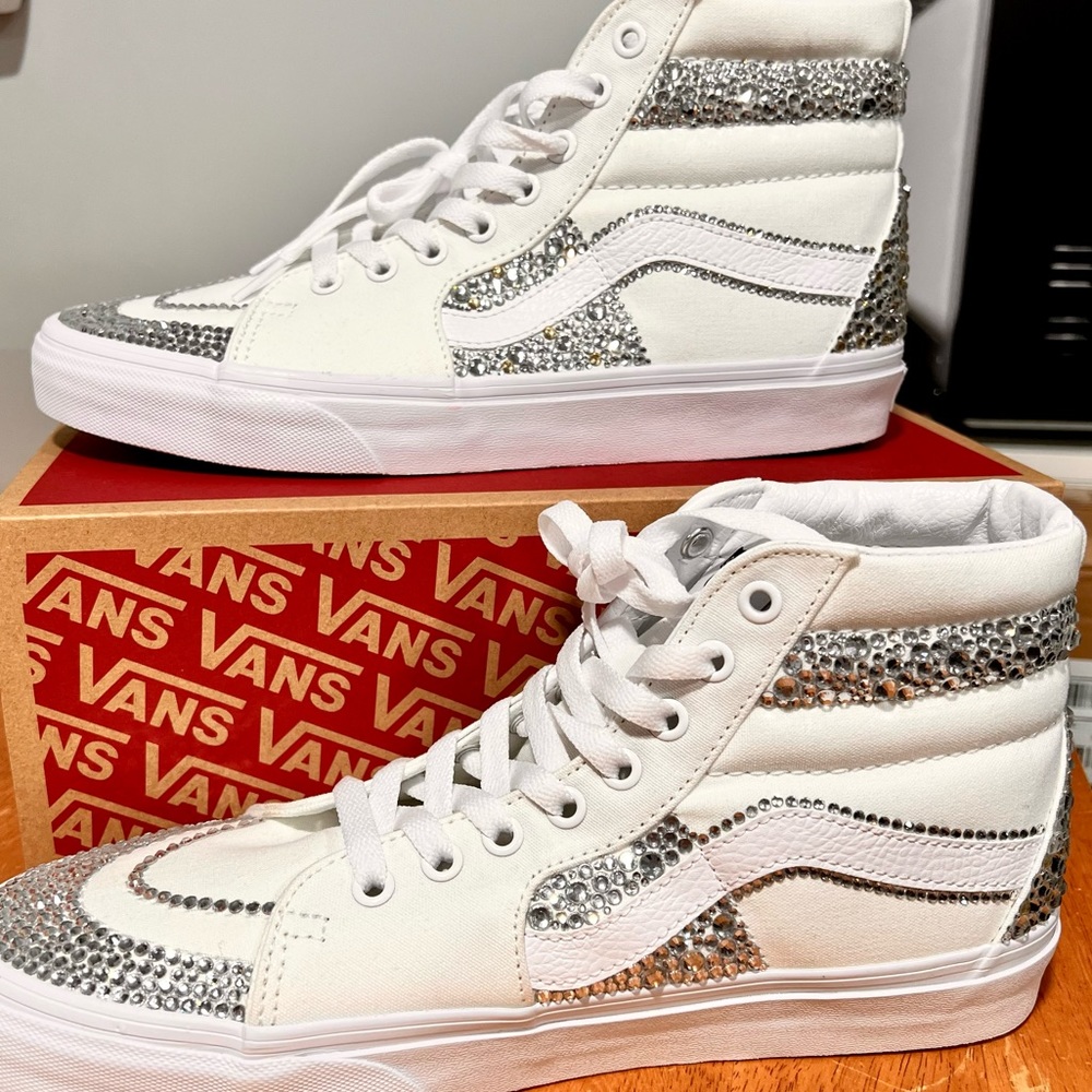 White, high top, Rhinestone Vans - Picture 6 of 6